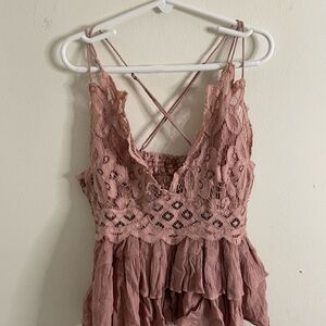 Lace Trimmed Pink Top
